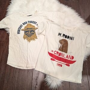 Bundle! Mini Rodini Walrus Tee Tiny Whales The Quatch Tshirt 6-7 7y